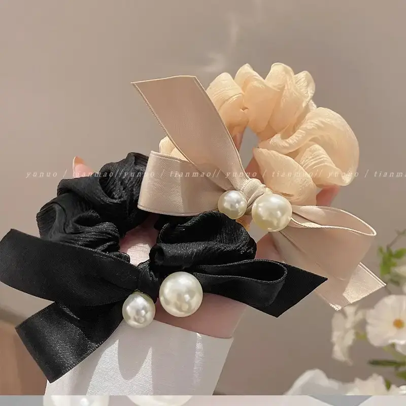 Pearl Bow Hair Band for Women's Hair Ties