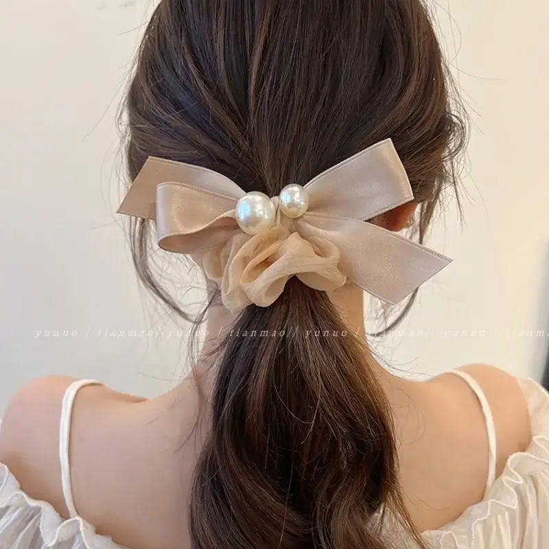 Pearl Bow Hair Band for Women's Hair Ties