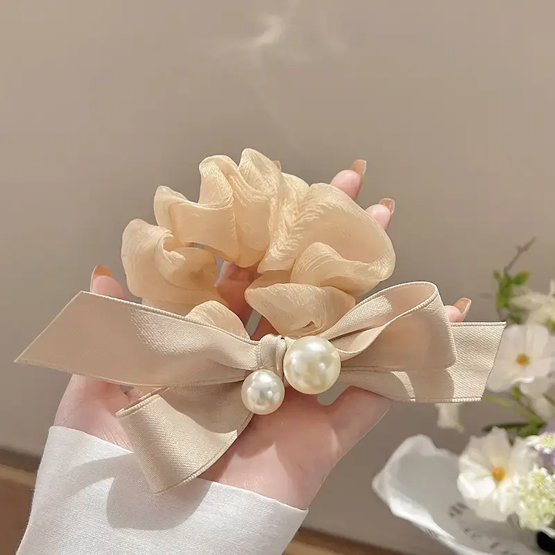 Pearl Bow Hair Band for Women's Hair Ties
