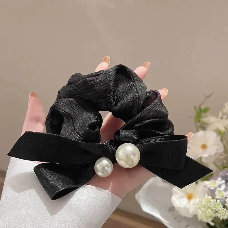 Pearl Bow Hair Band for Women's Hair Ties