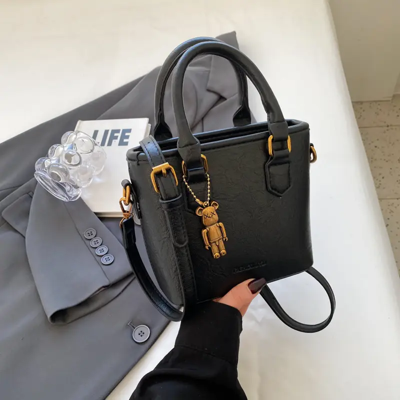 Women's White Leather Bucket Bag with Strap - Image 7
