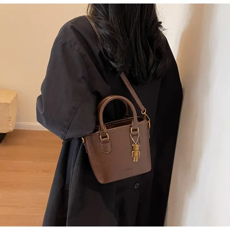 Women's White Leather Bucket Bag with Strap — feature 23