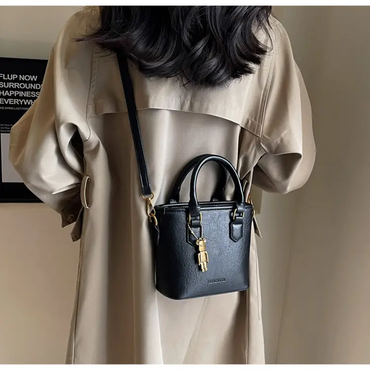 Women's White Leather Bucket Bag with Strap — feature 33