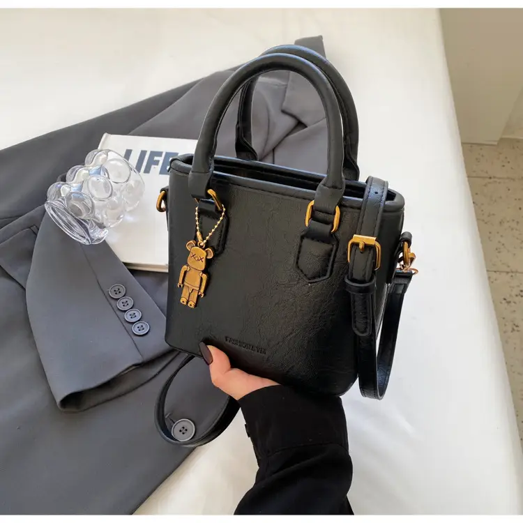 Women's White Leather Bucket Bag with Strap — feature 36