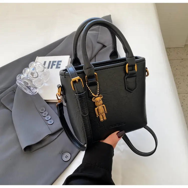 Women's White Leather Bucket Bag with Strap — feature 37