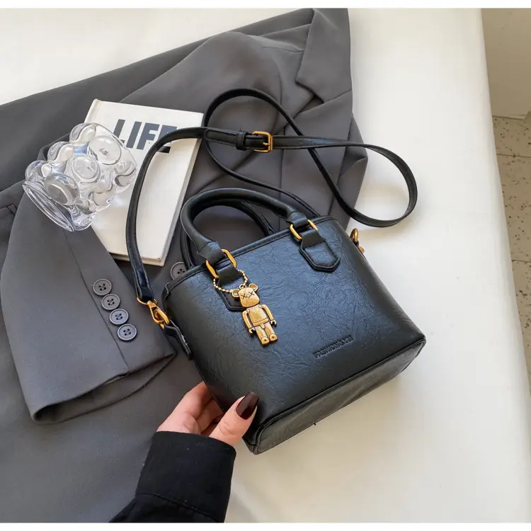 Women's White Leather Bucket Bag with Strap — feature 38