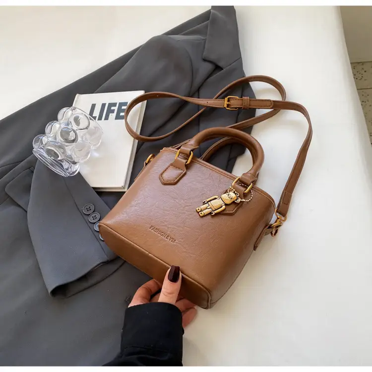 Women's White Leather Bucket Bag with Strap — feature 42