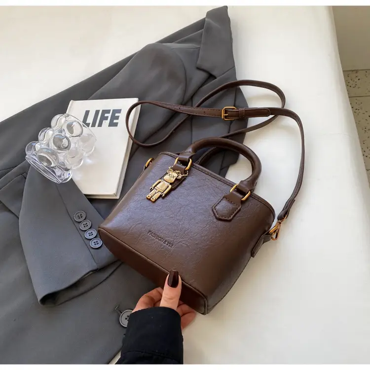 Women's White Leather Bucket Bag with Strap — feature 45