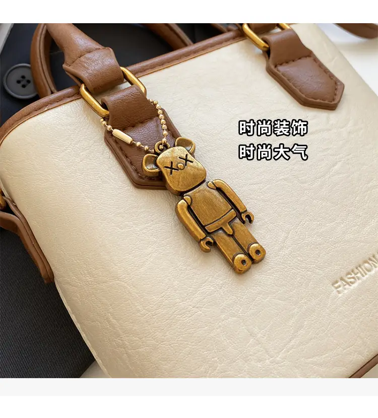 Women's White Leather Bucket Bag with Strap — feature 8