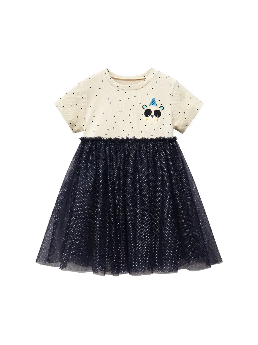 Little Mavens Cartoon Princess Dress Black Tulle Summer - Image 6