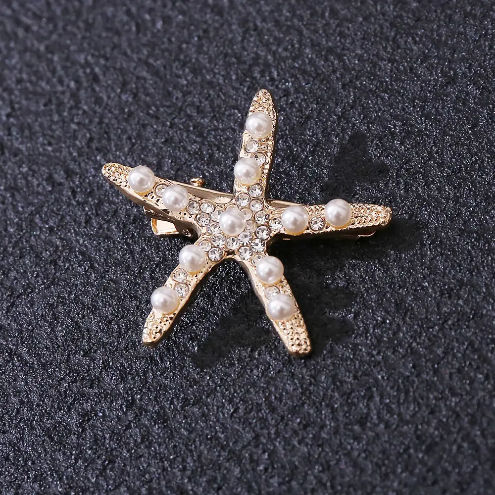Starfish Diamond Pearl Hairpin for Bridal Wear - Image 2