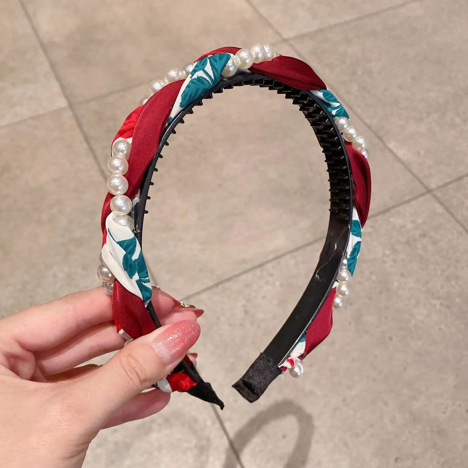 Christmas Red Pearl Hairpin Headband for Women