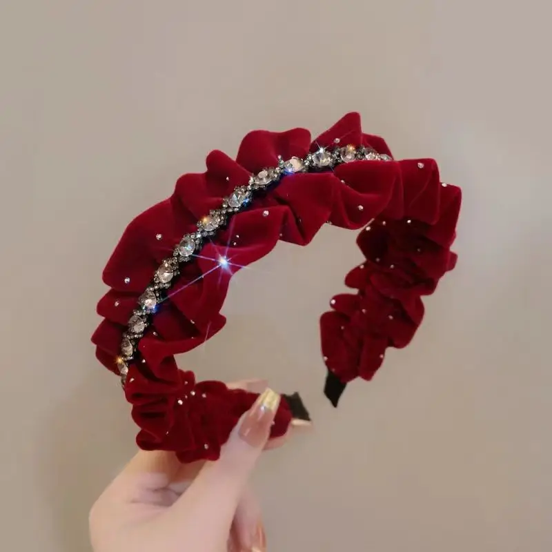 Christmas Red Pearl Hairpin Headband for Women
