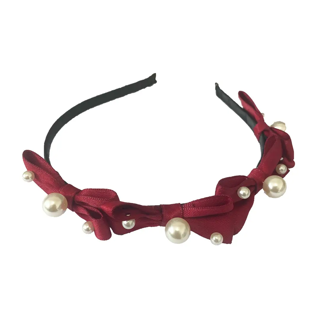 Christmas Red Pearl Hairpin Headband for Women