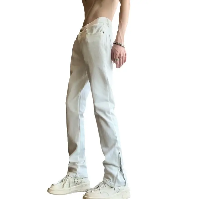 White Slim Fit Men's Spring Autumn Jeans - Image 7