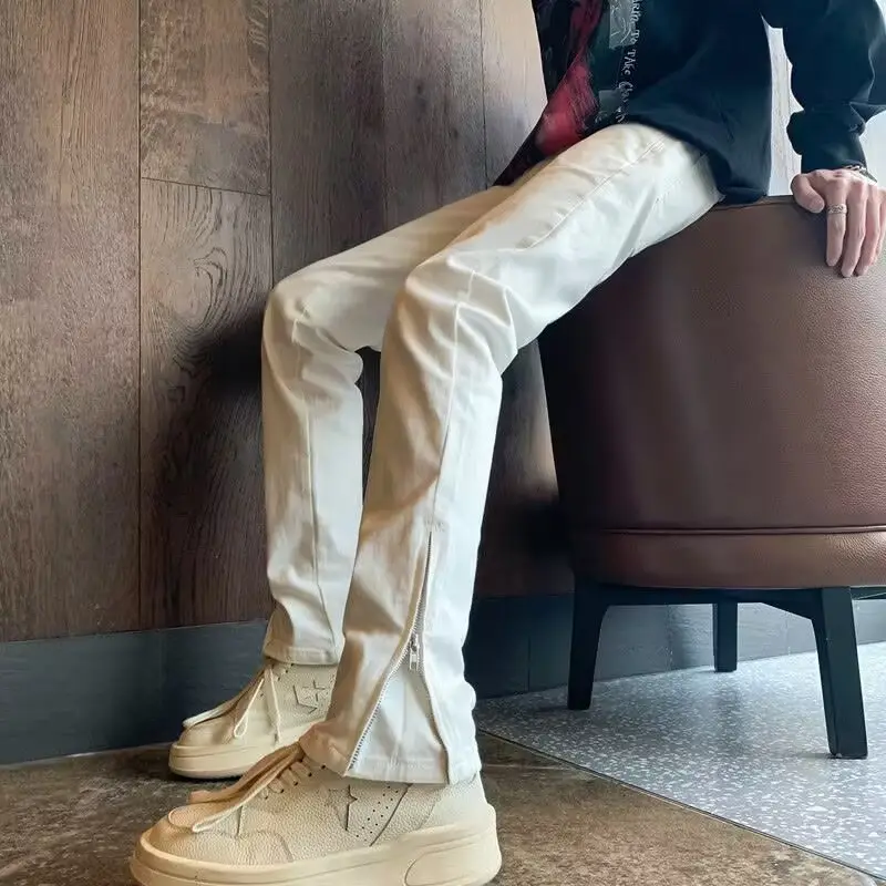 White Slim Fit Men's Spring Autumn Jeans — feature 11