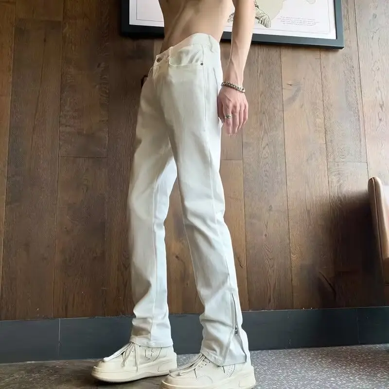 White Slim Fit Men's Spring Autumn Jeans — feature 7