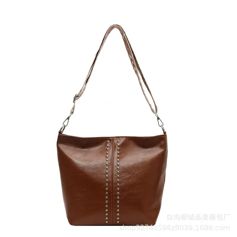 Black Leather Tote Bag with Chain Strap for Women