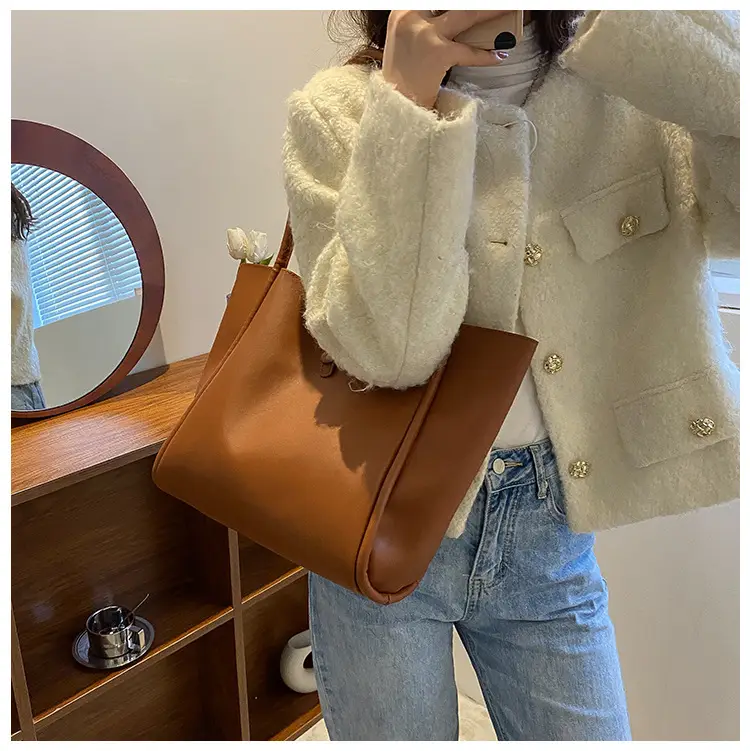 Korean Style Brown Tote Bag 2024 Women — feature 26