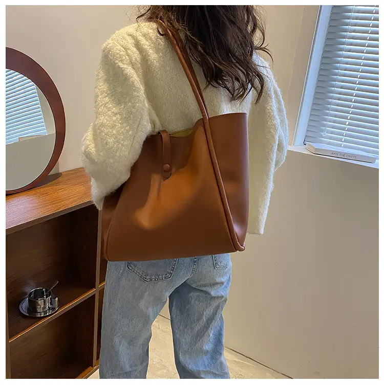 Korean Style Brown Tote Bag 2024 Women — feature 27