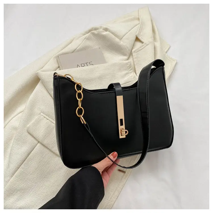 Brown Leather Shoulder Bag with Gold Chain for Women — feature 19
