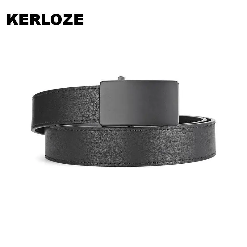 Men's Black Leather Belt with Automatic Buckle 3.5cm - Image 2