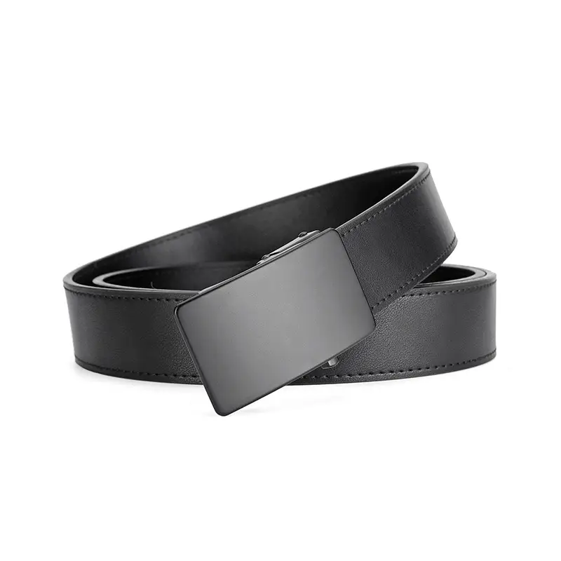 Men's Black Leather Belt with Automatic Buckle 3.5cm - Image 3