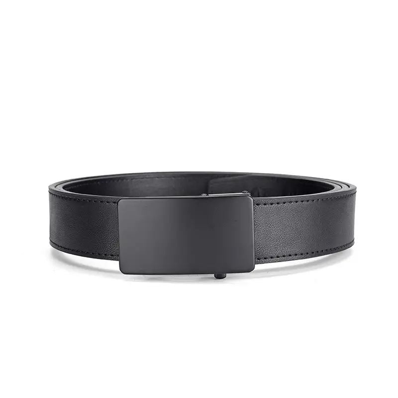 Men's Black Leather Belt with Automatic Buckle 3.5cm - Image 4