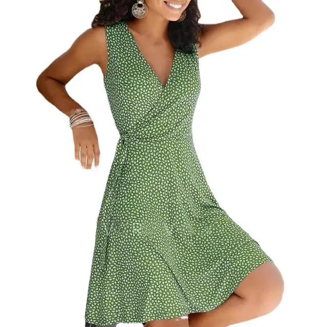 Women's Floral Belted V-Neck Dress Multi Color - Image 13