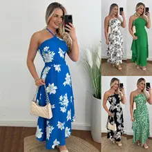 Women's Floral Belted V-Neck Dress Multi Color — feature 11