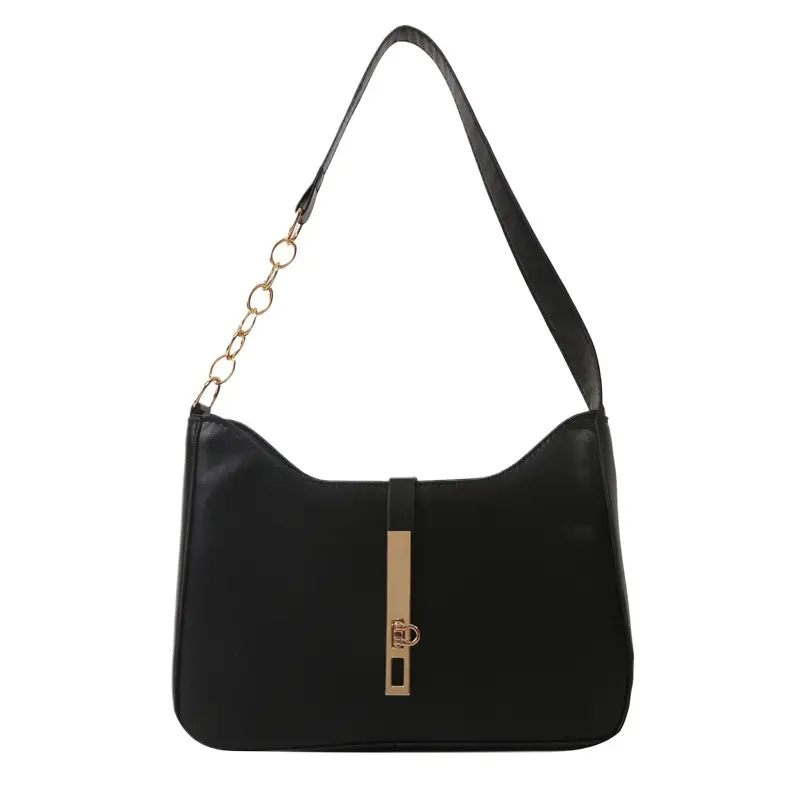 Cross-Border Minimalist Chain Women's Bag Brown Gold Chain - Image 9