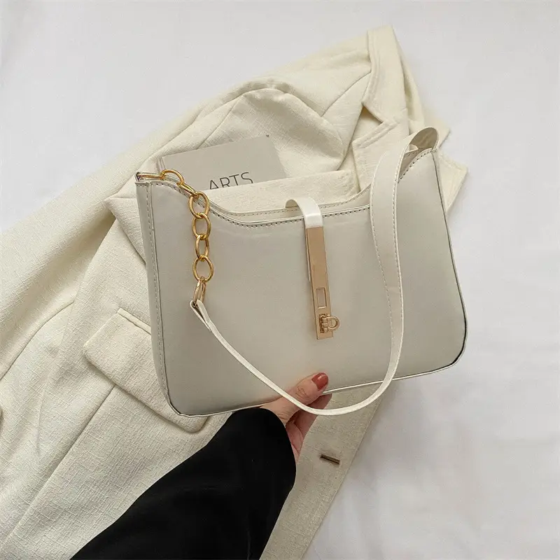 Cross-Border Minimalist Chain Women's Bag Brown Gold Chain - Image 3