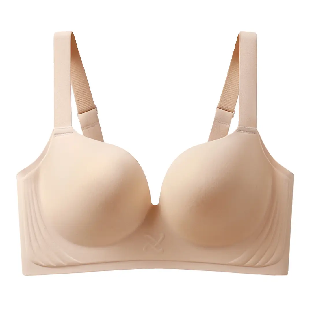 Plus size glossy seamless underwear women's big chest and small breast collection anti-sagging thin push-up adjustable bra bra bra