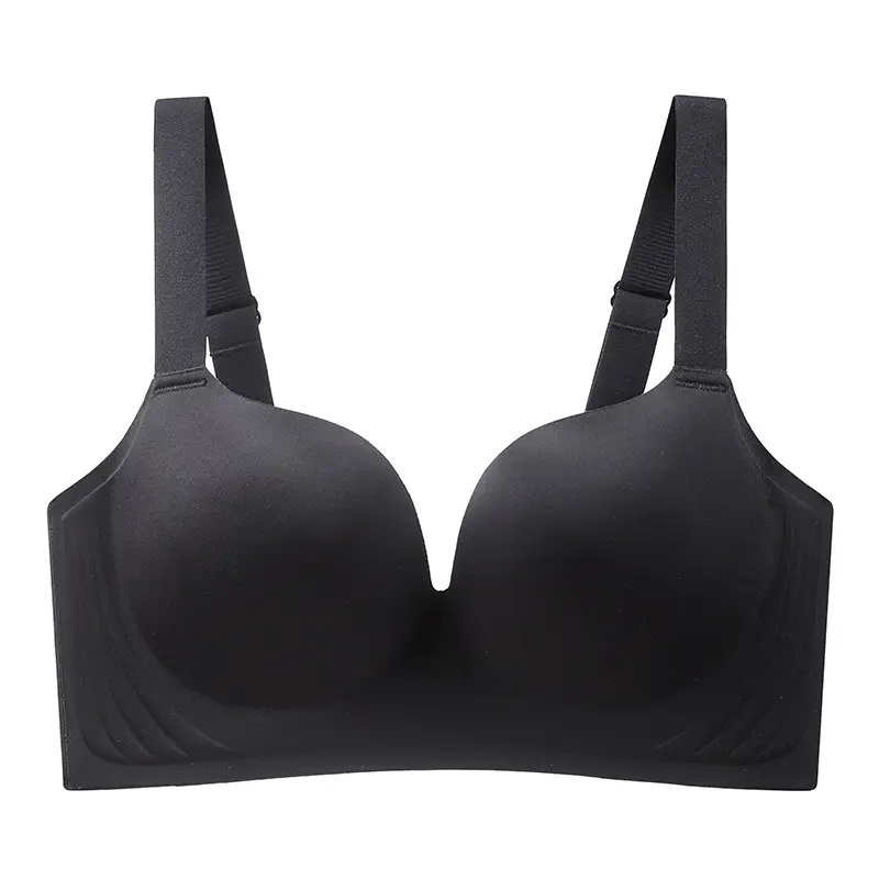 Plus size glossy seamless underwear women's big chest and small breast collection anti-sagging thin push-up adjustable bra bra bra