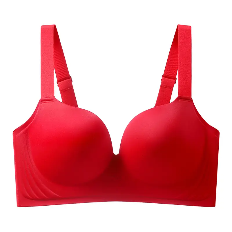 Plus size glossy seamless underwear women's big chest and small breast collection anti-sagging thin push-up adjustable bra bra bra