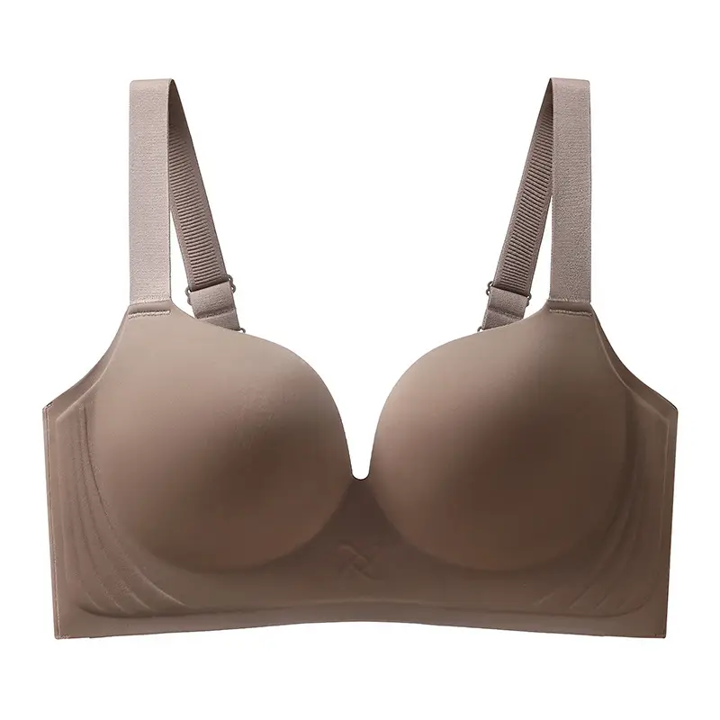 Plus size glossy seamless underwear women's big chest and small breast collection anti-sagging thin push-up adjustable bra bra bra