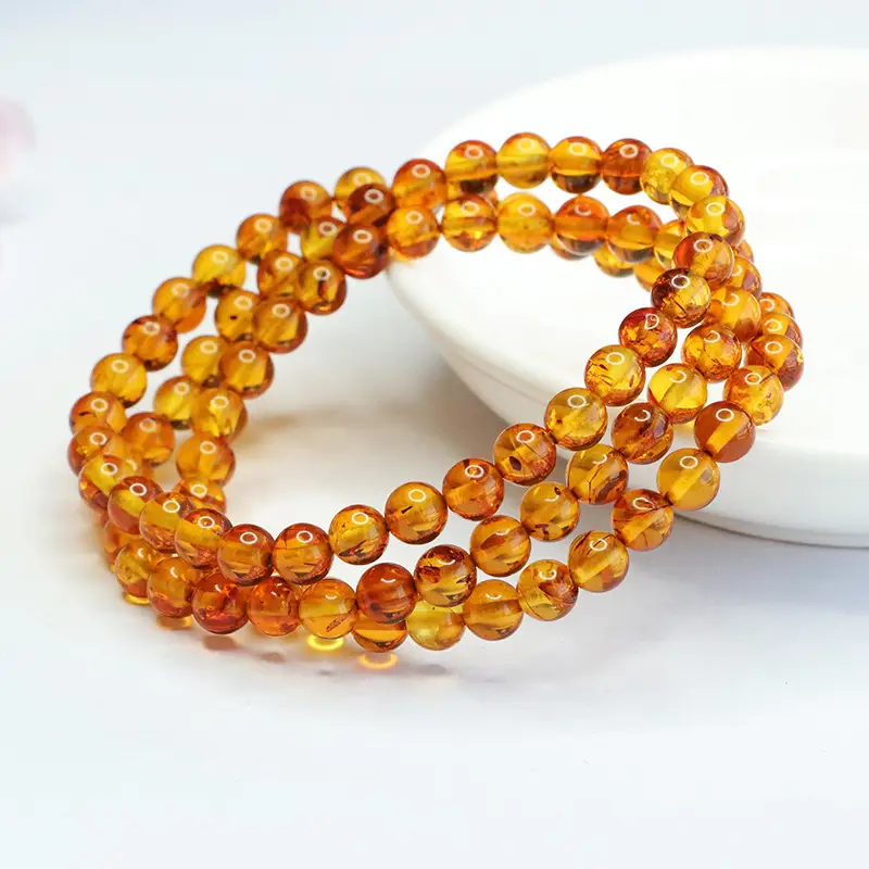 Guan Yu Natural Amber Multi-Circle Bracelet for Women