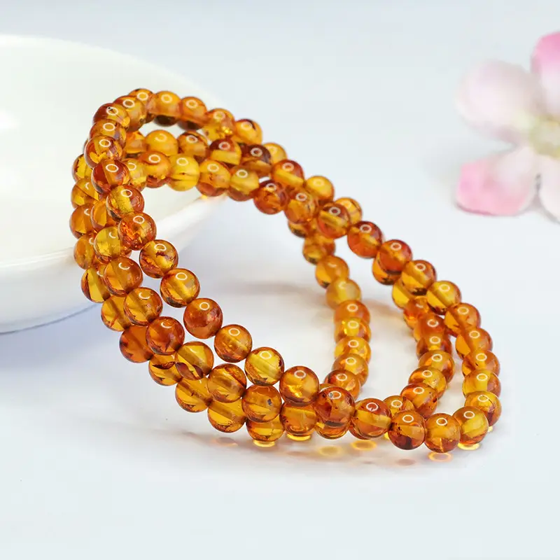 Guan Yu Natural Amber Multi-Circle Bracelet for Women