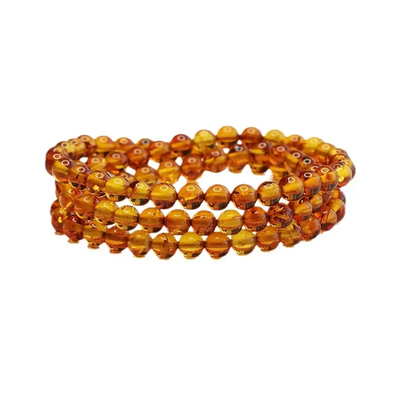 Guan Yu Natural Amber Multi-Circle Bracelet for Women