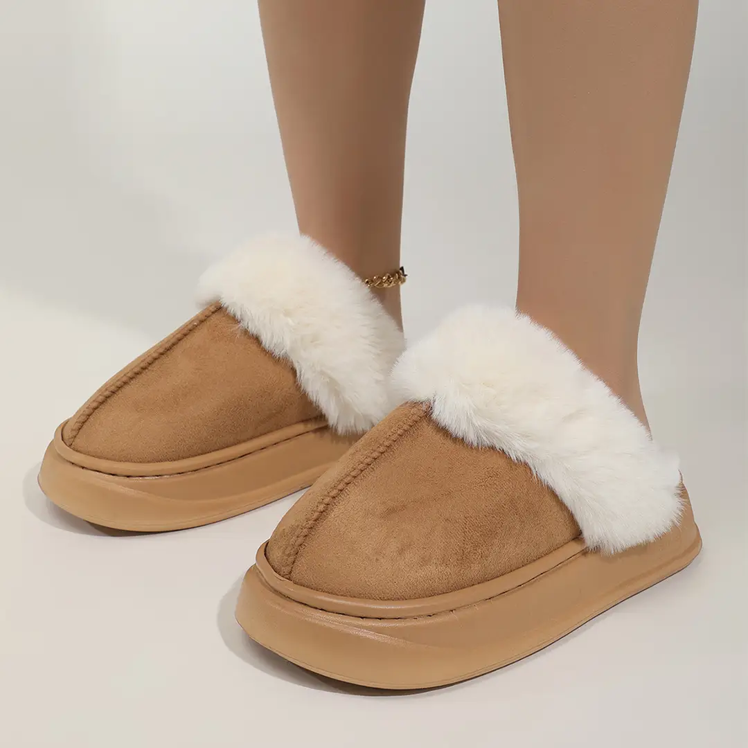 Slippers kid women's winter thick-soled indoor thick-soled home fleece-lined cotton slippers women's outdoor wear autumn and winter Maillard