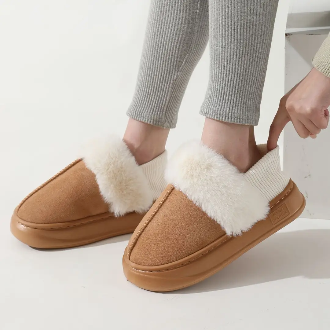 Slippers kid women's winter thick-soled indoor thick-soled home fleece-lined cotton slippers women's outdoor wear autumn and winter Maillard — feature 10