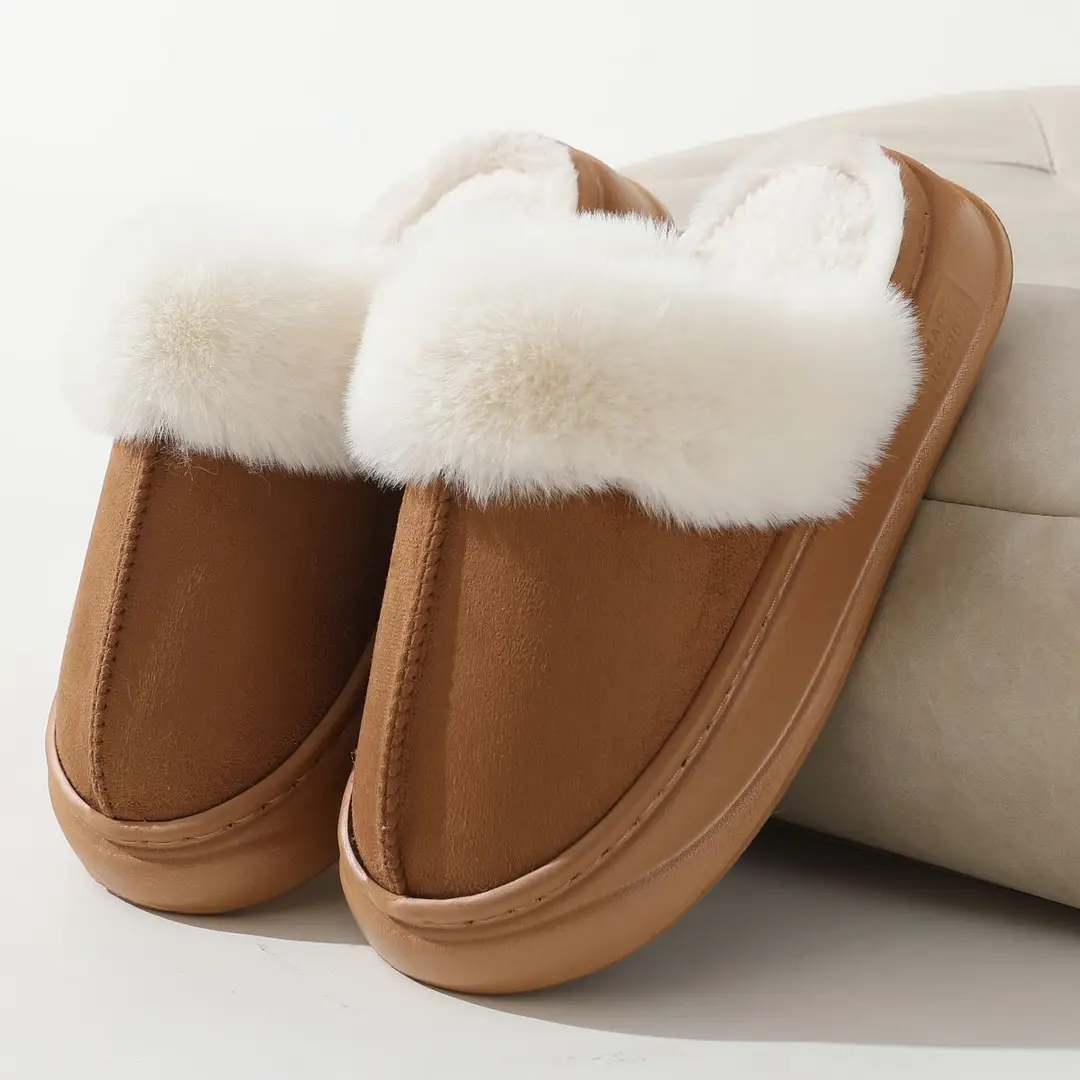 Slippers kid women's winter thick-soled indoor thick-soled home fleece-lined cotton slippers women's outdoor wear autumn and winter Maillard — feature 7