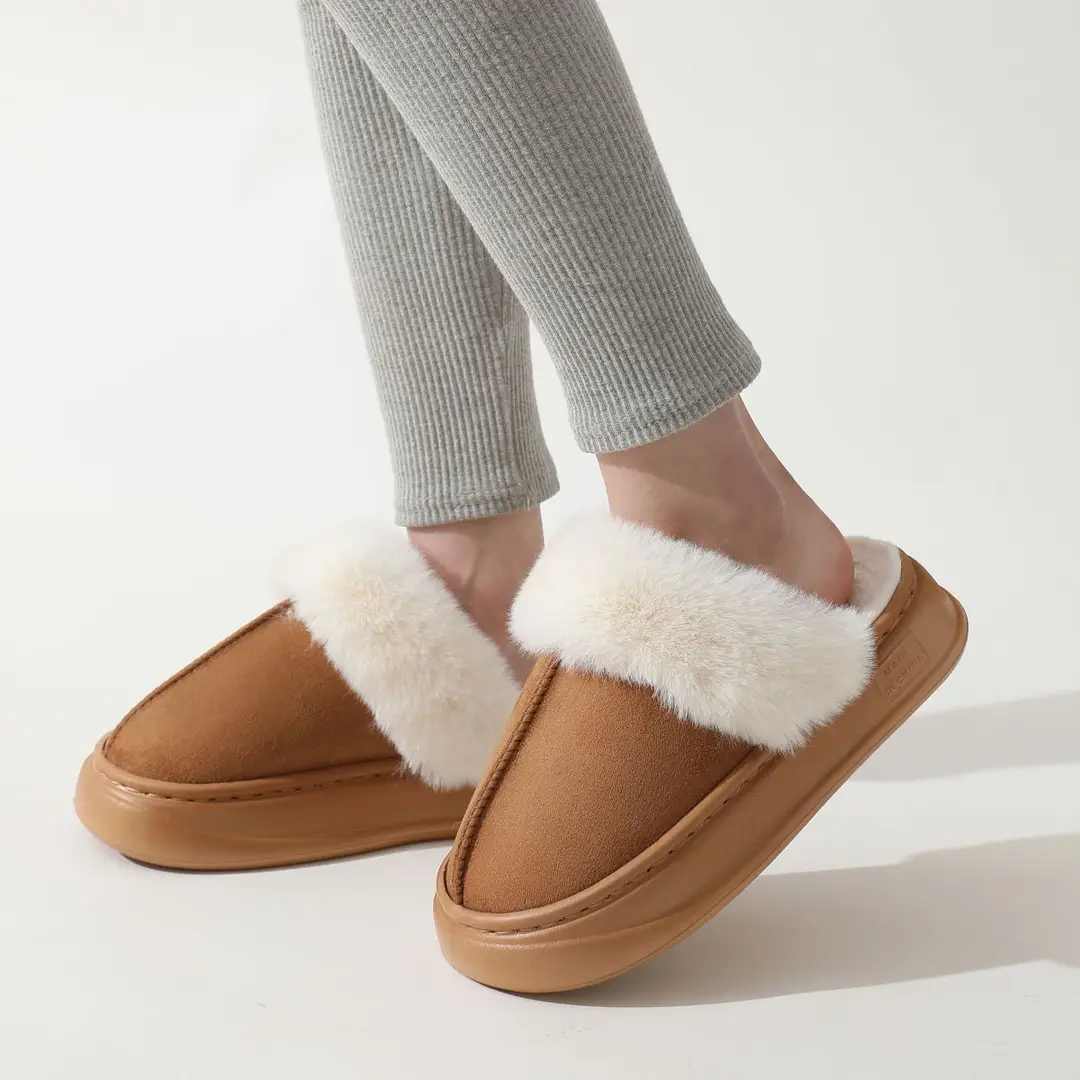 Slippers kid women's winter thick-soled indoor thick-soled home fleece-lined cotton slippers women's outdoor wear autumn and winter Maillard — feature 9
