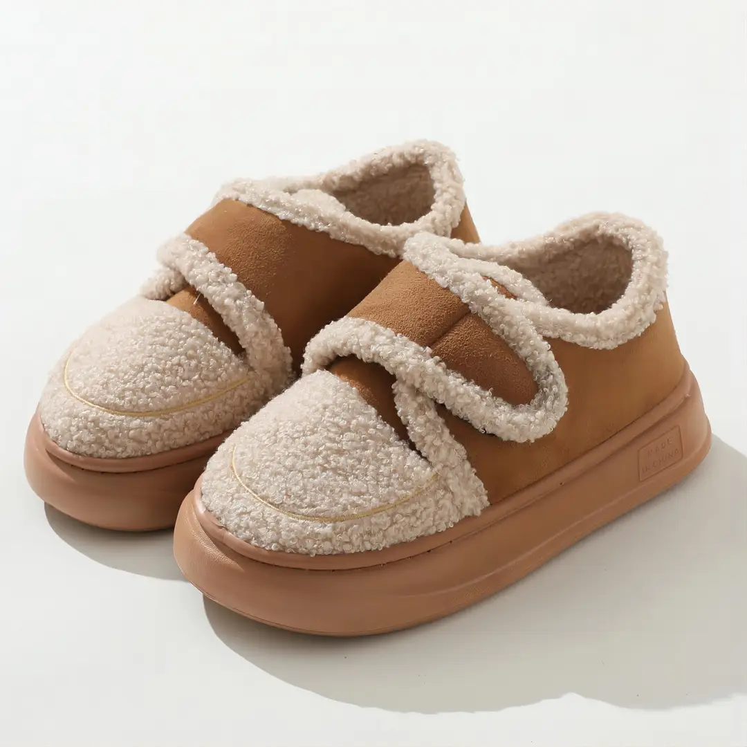 Slippers kid women's winter thick-soled indoor thick-soled home fleece-lined cotton slippers women's outdoor wear autumn and winter Maillard