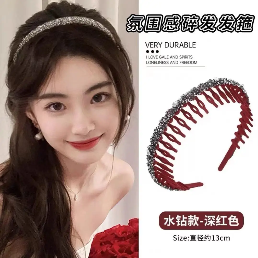 Flocking Flash Drill Hairpin with Tooth Wash Face Bangs Headband Non-slip Hair Bundle - Image 3