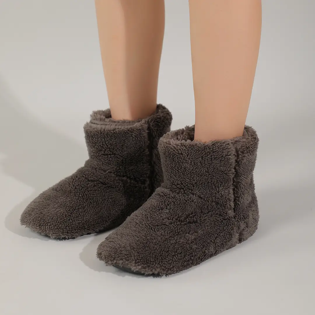 New autumn and winter couple Japanese High Boots bag heel confinement shoes coral velvet indoor boots home cotton shoes warm boots - Image 10