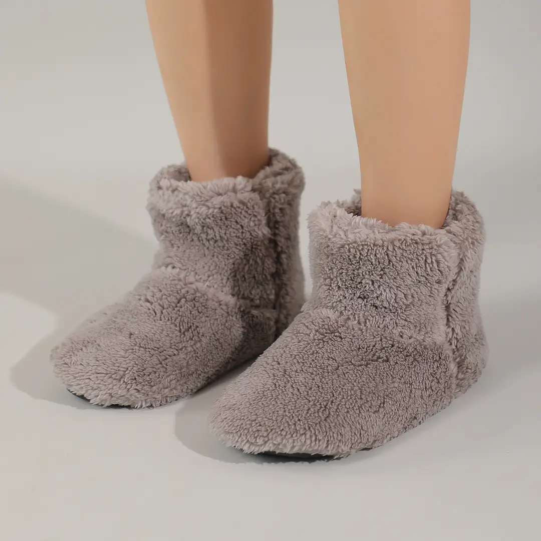 New autumn and winter couple Japanese High Boots bag heel confinement shoes coral velvet indoor boots home cotton shoes warm boots - Image 6