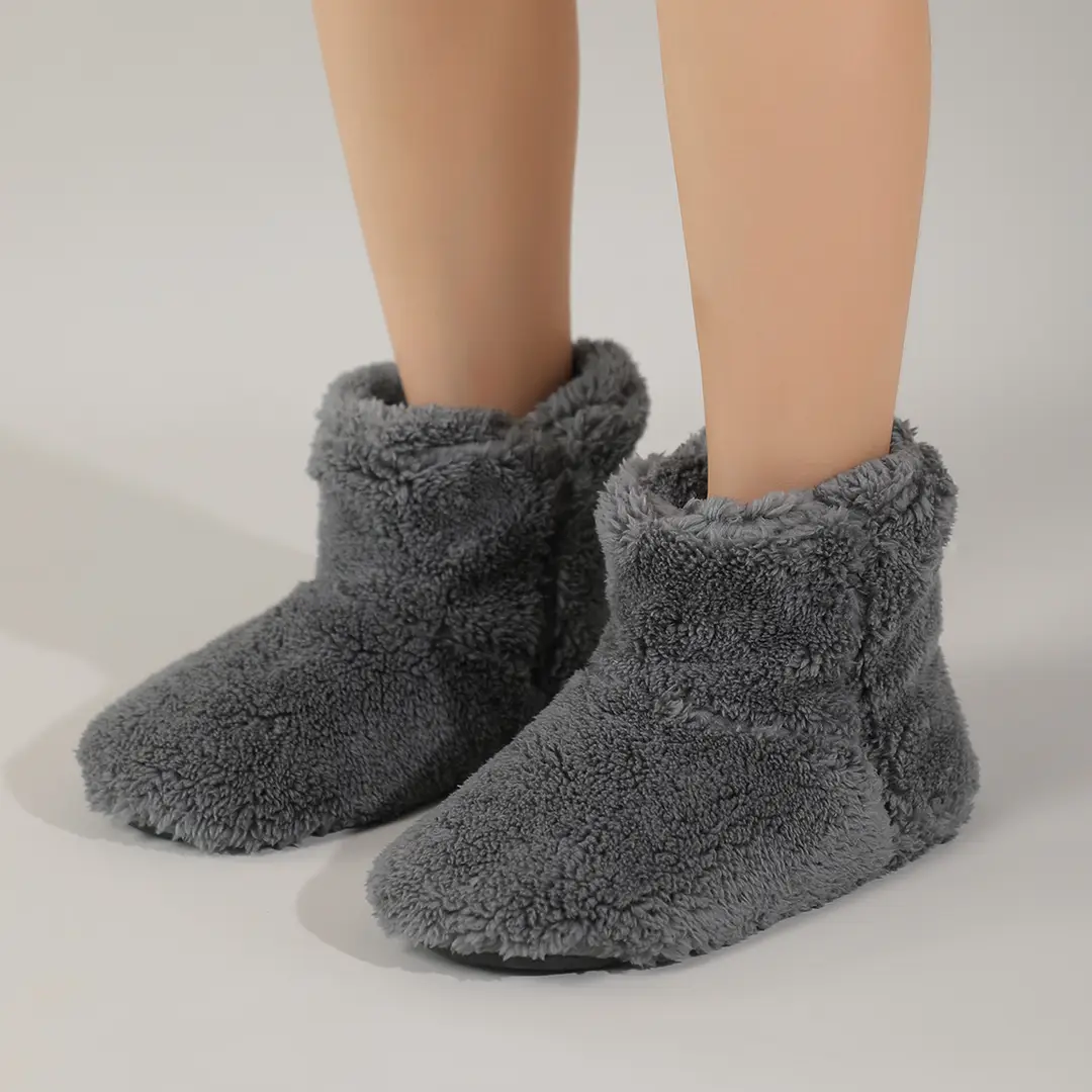 New autumn and winter couple Japanese High Boots bag heel confinement shoes coral velvet indoor boots home cotton shoes warm boots - Image 7