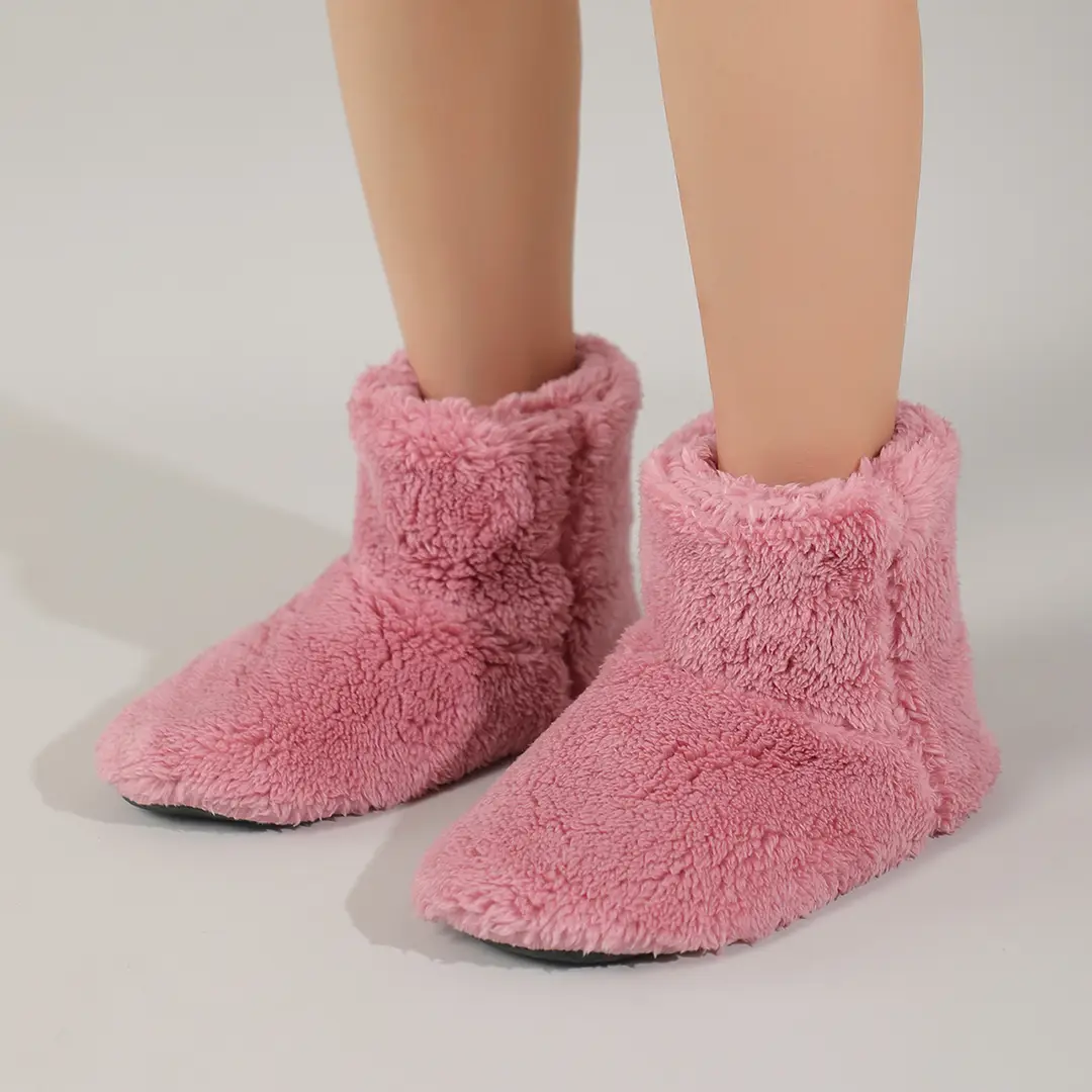 New autumn and winter couple Japanese High Boots bag heel confinement shoes coral velvet indoor boots home cotton shoes warm boots - Image 8