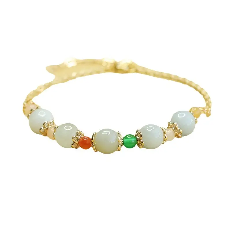 Women's Natural Jade Jade Bracelet with Colorful Stones